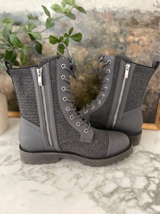 Vivaia Shoes - Vivaia Florence Lug Sole Combat Boots Size 9.5 Gray Rich Grey Water Repellent